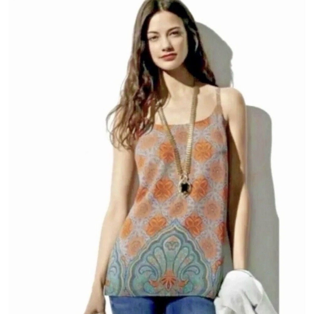 Cabi Boho Tank Camisole Top Sz M Medallion Paisley Print Cami Lightweight Gypsy